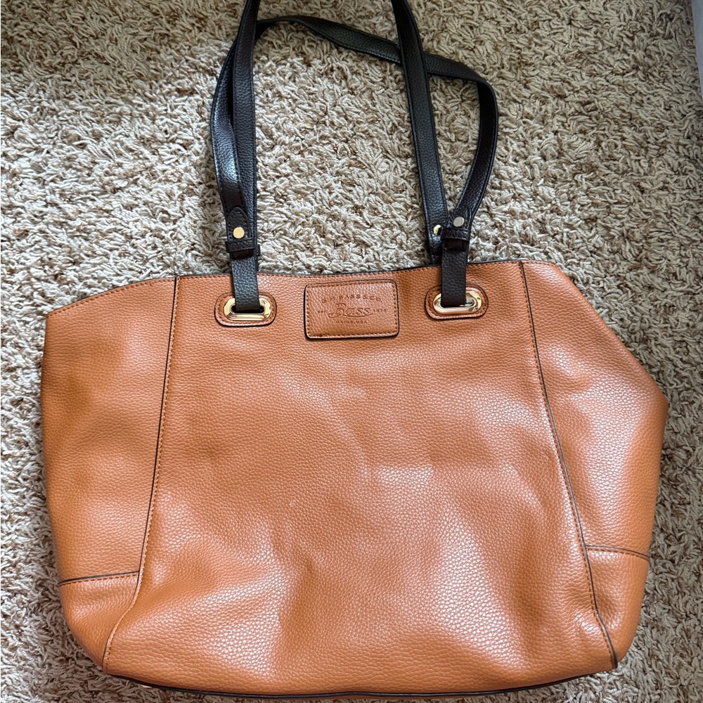 G.H. Bass & Co. Tan and Black Leather Tote Bag